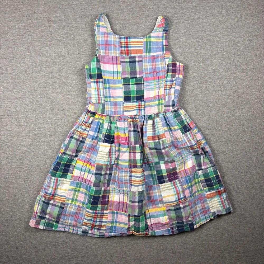 Polo Ralph Lauren Dress Girls 8 Multicolor Patchwork Madras Plaid Sleeveless